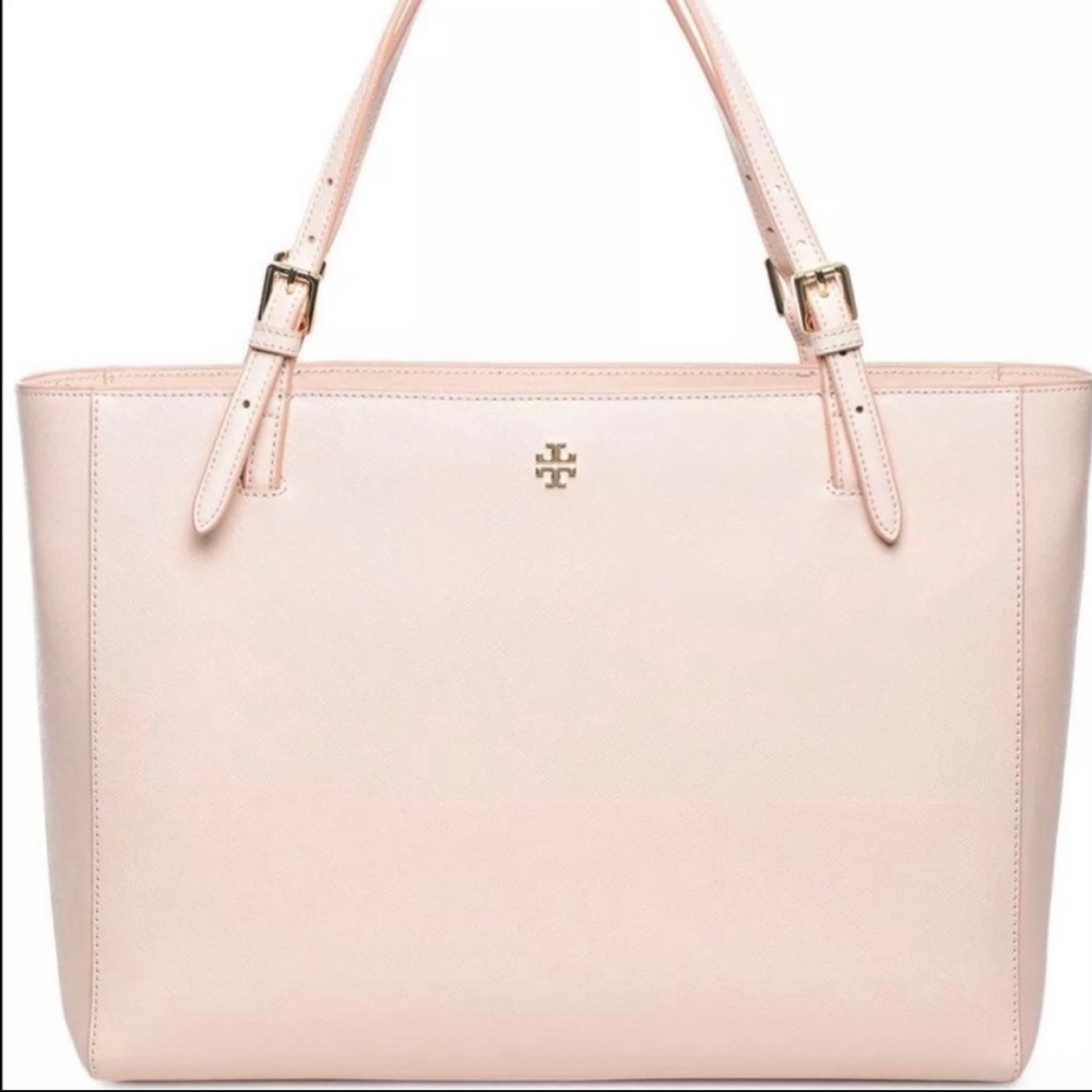 Tory Burch Tote with wallet. Color is a light pink , hardware is gold
